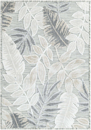 Gray 2' 2 x 3' 1 Outdoor Botanical Rectangle Area Rug Weather Resistant for Patio, Deck, Terrace, Balcony, Porch Polypropylene Garden Floral Tropical Carpet for Sale at Rug Engine