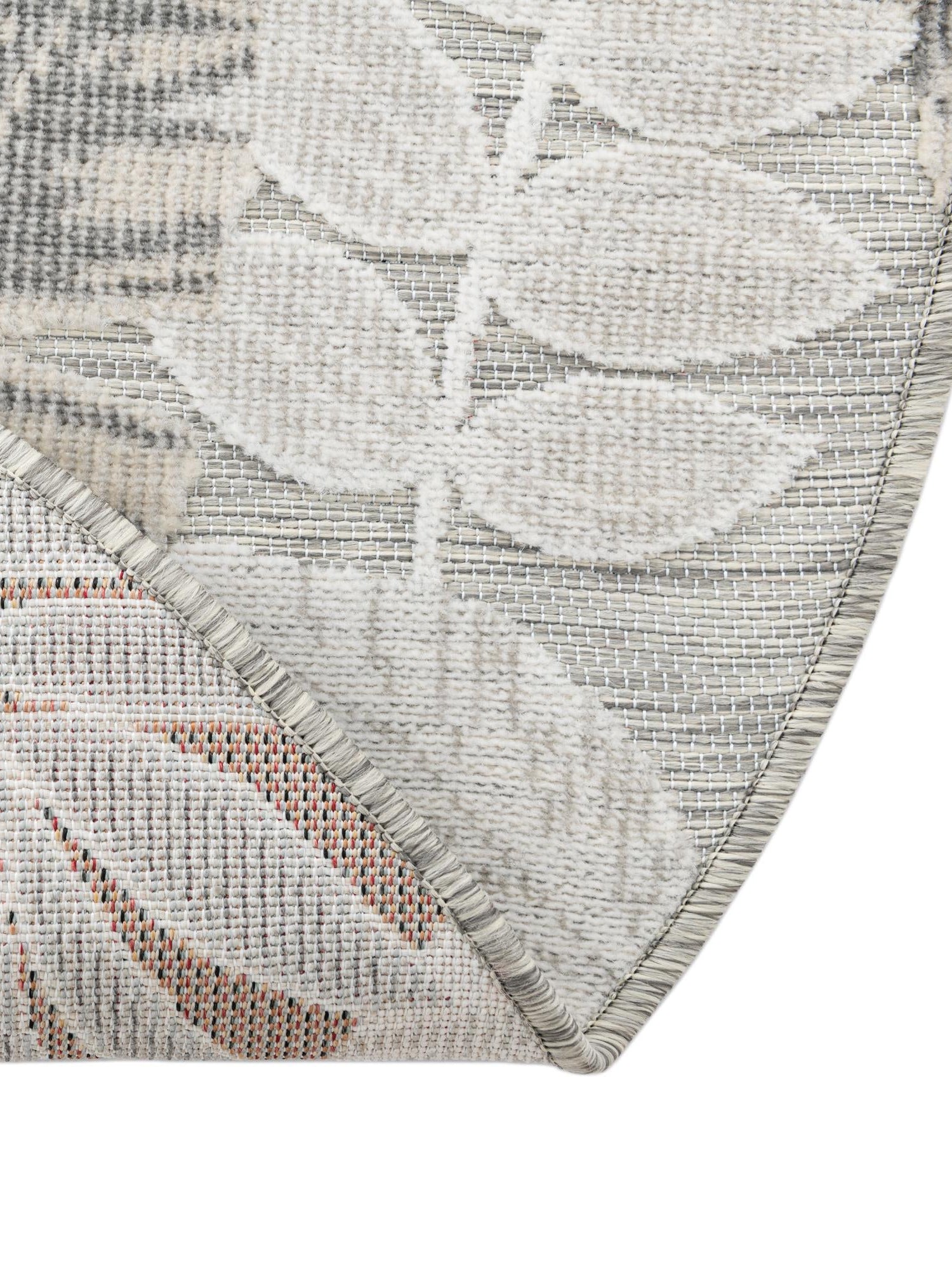 Gray 4' 5 x 4' 5 Outdoor Botanical Round Area Rug Weather Resistant for Patio, Deck, Terrace, Balcony, Porch Polypropylene Garden Floral Tropical Carpet for Sale at Rug Engine