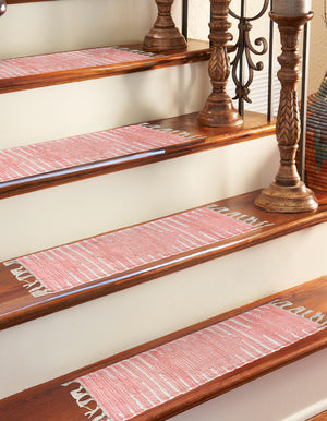 13 Pcs Rose 1' x 2' 6 Chindi Cotton Stair Treads