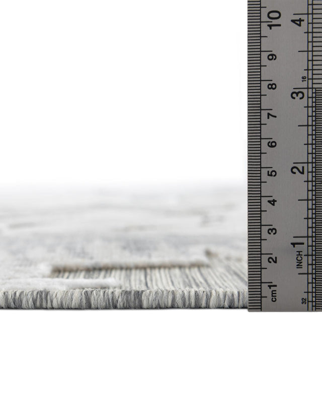 Gray 6' 4 x 9' Outdoor Botanical Rectangle Area Rug Weather Resistant for Patio, Deck, Terrace, Balcony, Porch