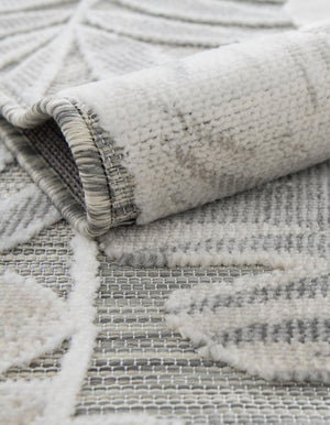 Gray 6' 4 x 9' Outdoor Botanical Rectangle Area Rug Weather Resistant for Patio, Deck, Terrace, Balcony, Porch