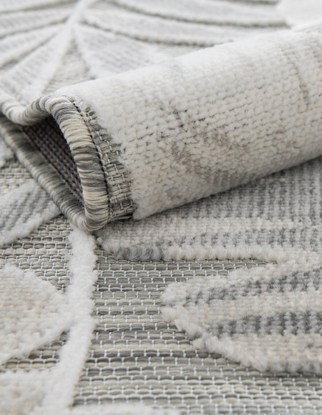 Gray 6' 4 x 9' Outdoor Botanical Rectangle Area Rug Weather Resistant for Patio, Deck, Terrace, Balcony, Porch