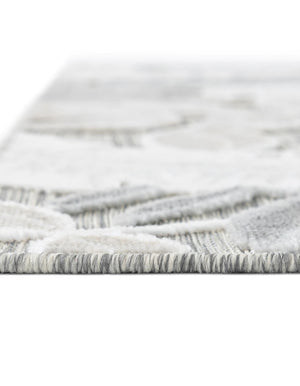 Gray 6' 4 x 9' Outdoor Botanical Rectangle Area Rug Weather Resistant for Patio, Deck, Terrace, Balcony, Porch