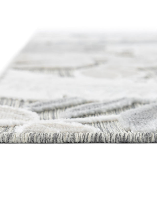 Gray 6' 4 x 9' Outdoor Botanical Rectangle Area Rug Weather Resistant for Patio, Deck, Terrace, Balcony, Porch