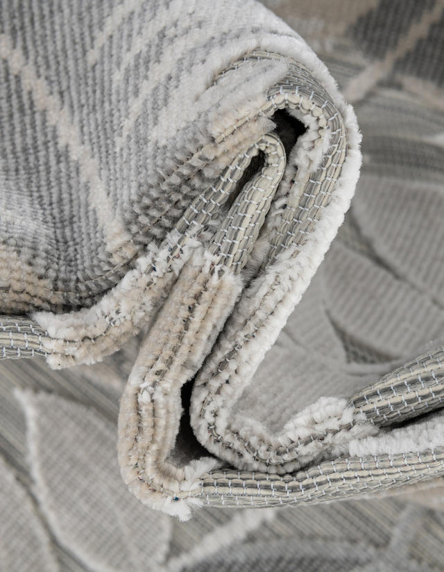 Gray 6' 4 x 9' Outdoor Botanical Rectangle Area Rug Weather Resistant for Patio, Deck, Terrace, Balcony, Porch