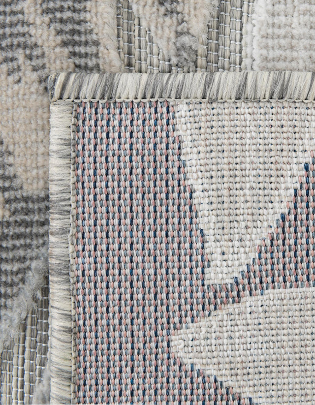 Gray 6' 4 x 9' Outdoor Botanical Rectangle Area Rug Weather Resistant for Patio, Deck, Terrace, Balcony, Porch