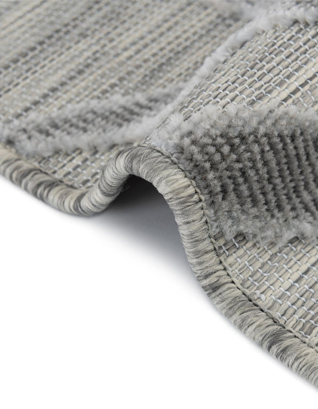 Gray 6' 4 x 9' Outdoor Botanical Rectangle Area Rug Weather Resistant for Patio, Deck, Terrace, Balcony, Porch