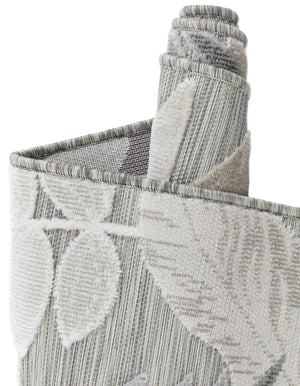Gray 6' 4 x 9' Outdoor Botanical Rectangle Area Rug Weather Resistant for Patio, Deck, Terrace, Balcony, Porch