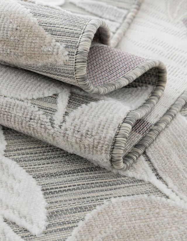 Gray 8' 2 x 10' Outdoor Botanical Rectangle Area Rug Weather Resistant for Patio, Deck, Terrace, Balcony, Porch Polypropylene Garden Floral Tropical Carpet for Sale at Rug Engine