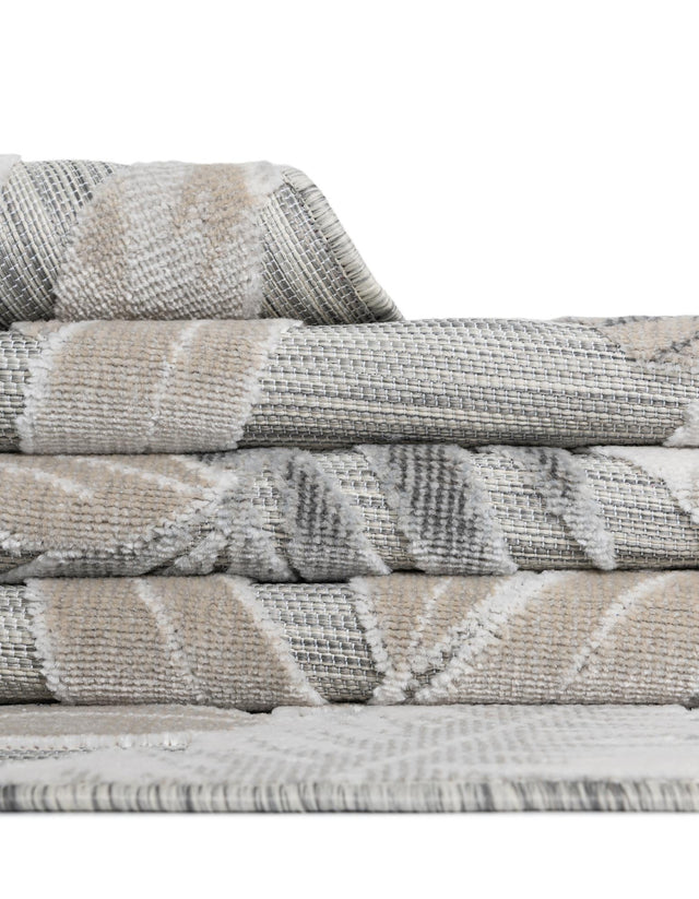 Gray 8' 2 x 10' Outdoor Botanical Rectangle Area Rug Weather Resistant for Patio, Deck, Terrace, Balcony, Porch Polypropylene Garden Floral Tropical Carpet for Sale at Rug Engine