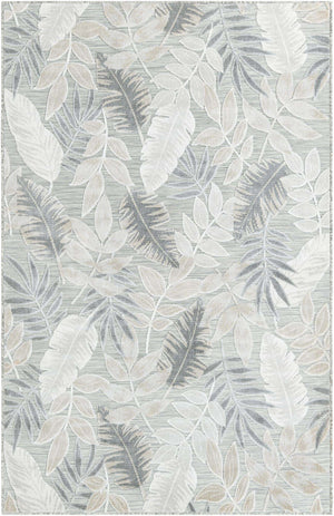 Gray 5' 2 x 8' Outdoor Botanical Rectangle Area Rug Weather Resistant for Patio, Deck, Terrace, Balcony, Porch Polypropylene Garden Floral Tropical Carpet for Sale at Rug Engine