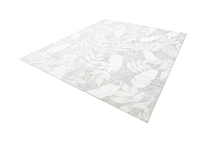 Gray 8' 2 x 10' Outdoor Botanical Rectangle Area Rug Weather Resistant for Patio, Deck, Terrace, Balcony, Porch Polypropylene Garden Floral Tropical Carpet for Sale at Rug Engine