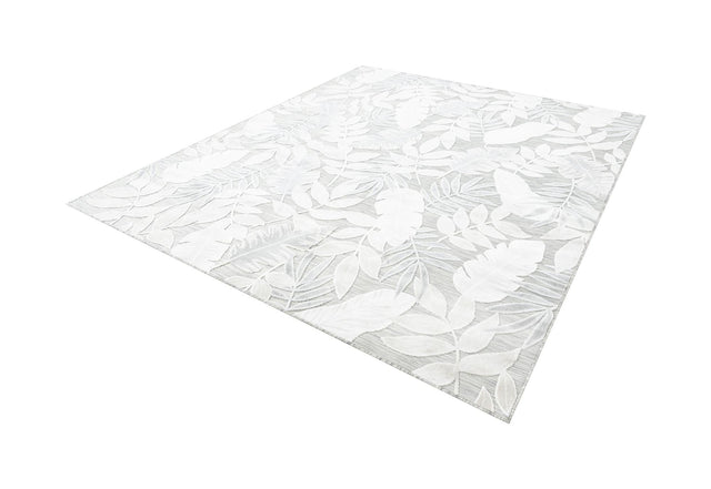 Gray 8' 2 x 10' Outdoor Botanical Rectangle Area Rug Weather Resistant for Patio, Deck, Terrace, Balcony, Porch Polypropylene Garden Floral Tropical Carpet for Sale at Rug Engine