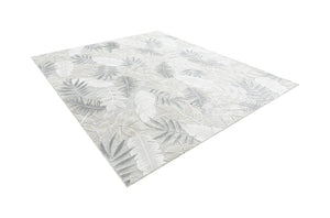 Gray 8' 2 x 10' Outdoor Botanical Rectangle Area Rug Weather Resistant for Patio, Deck, Terrace, Balcony, Porch Polypropylene Garden Floral Tropical Carpet for Sale at Rug Engine
