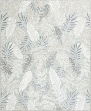 Gray 8' 2 x 10' Outdoor Botanical Rectangle Area Rug Weather Resistant for Patio, Deck, Terrace, Balcony, Porch Polypropylene Garden Floral Tropical Carpet for Sale at Rug Engine