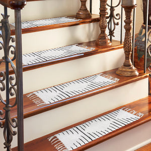 13 Pcs White 1' x 2' 6 Chindi Cotton Stair Treads