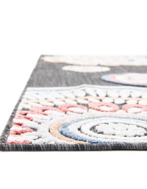 Black 6' 4 x 9' Outdoor Botanical Rectangle Area Rug Weather Resistant for Patio, Deck, Terrace, Balcony, Porch Polypropylene Garden Floral Tropical Carpet for Sale at Rug Engine