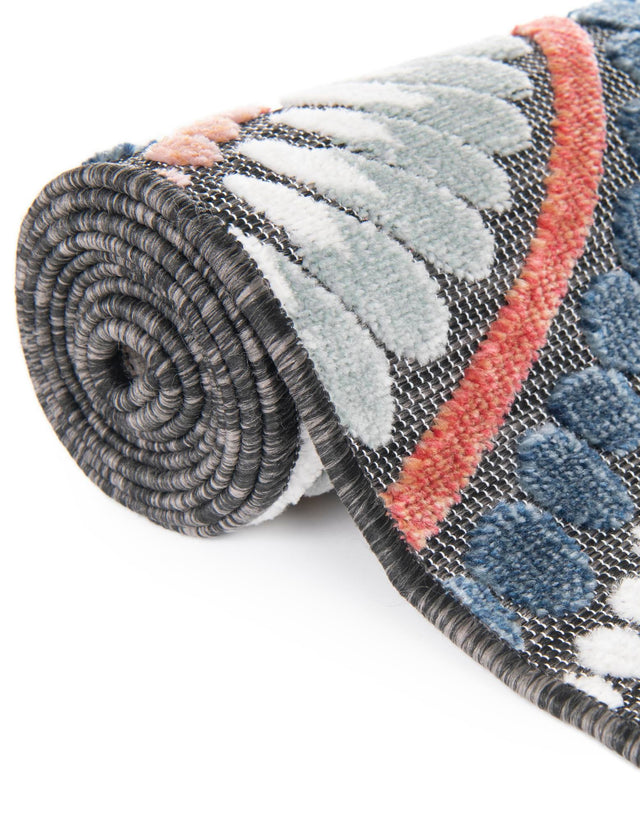 Black 2' 2 x 3' 1 Outdoor Botanical Rectangle Rug