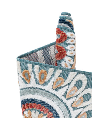 Light Blue 4' 5 x 4' 5 Outdoor Botanical Round Rug