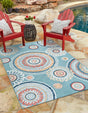 Light Blue 2' 2 x 3' 1 Outdoor Botanical Rectangle Area Rug Weather Resistant for Patio, Deck, Terrace, Balcony, Porch Polypropylene Garden Floral Tropical Carpet for Sale at Rug Engine