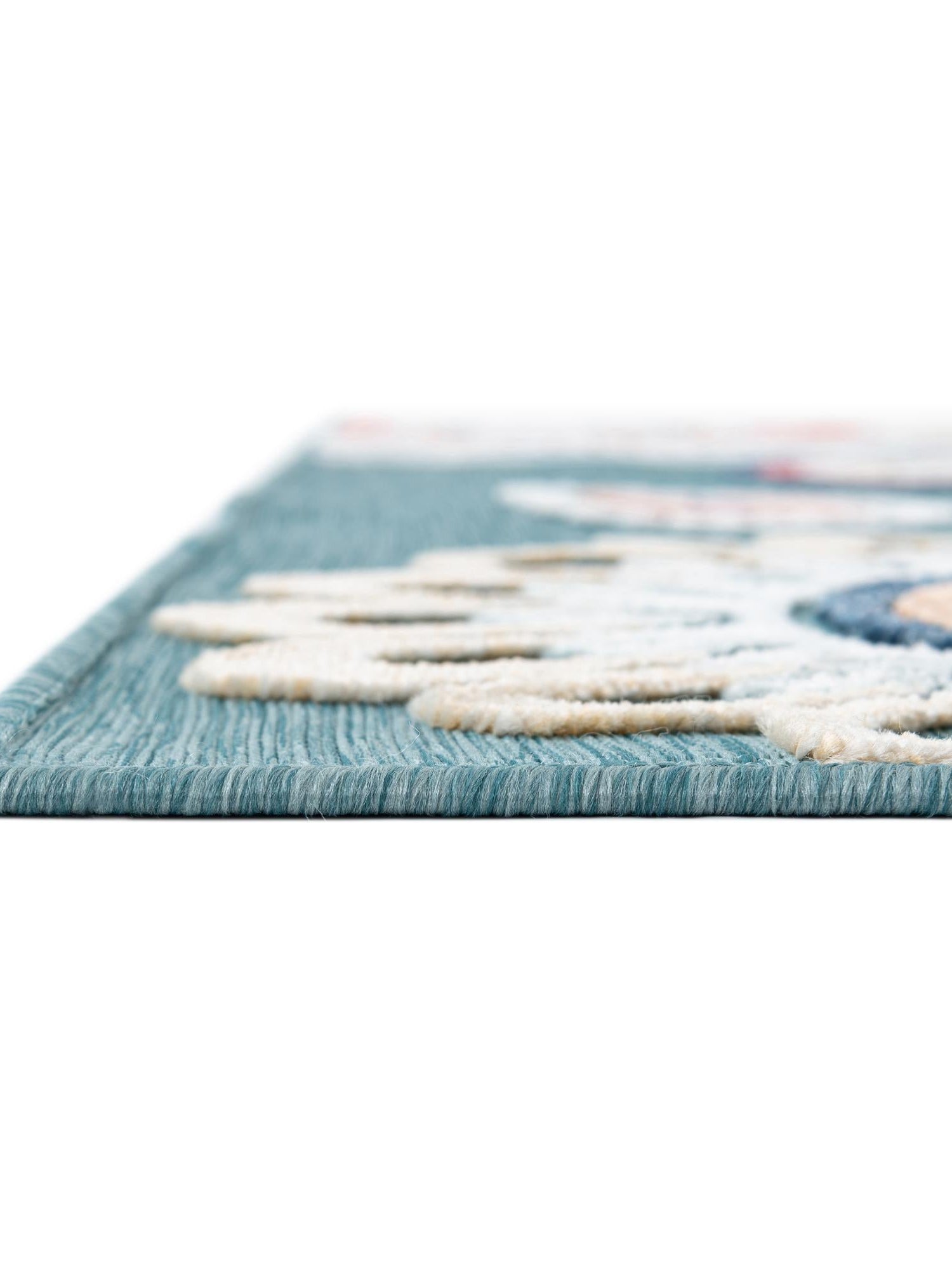 Light Blue 8' 2 x 10' Outdoor Botanical Rectangle Area Rug Weather Resistant for Patio, Deck, Terrace, Balcony, Porch Polypropylene Garden Floral Tropical Carpet for Sale at Rug Engine