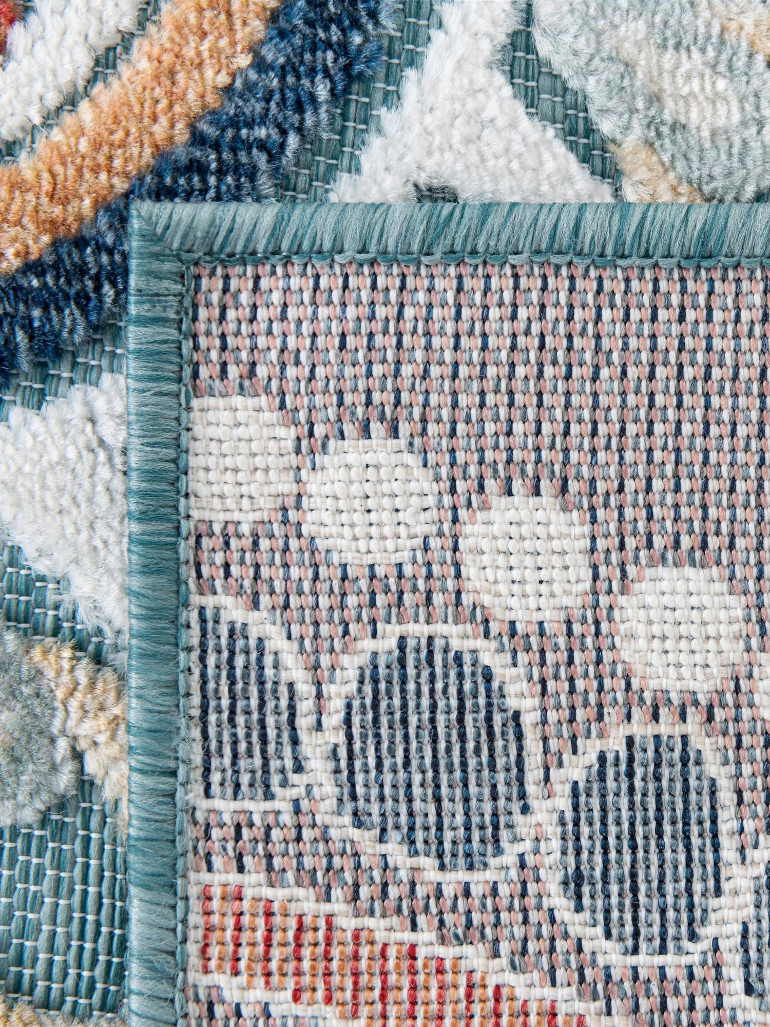 Light Blue 8' 2 x 10' Outdoor Botanical Rectangle Area Rug Weather Resistant for Patio, Deck, Terrace, Balcony, Porch Polypropylene Garden Floral Tropical Carpet for Sale at Rug Engine