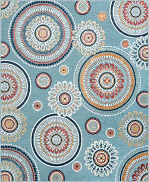 Light Blue 9' 9 x 12' Outdoor Botanical Rectangle Area Rug Weather Resistant for Patio, Deck, Terrace, Balcony, Porch Polypropylene Garden Floral Tropical Carpet for Sale at Rug Engine