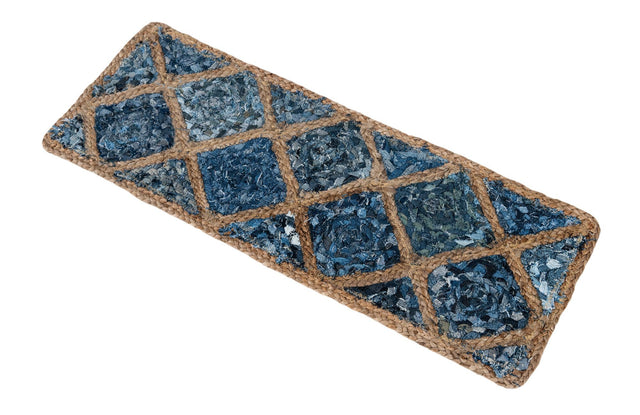 13 Pcs Blue 1' x 2' 6 Braided Jute Stair Treads