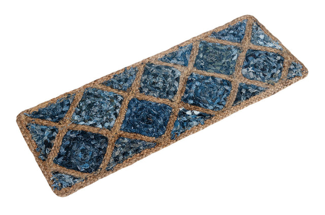 13 Pcs Blue 1' x 2' 6 Braided Jute Stair Treads