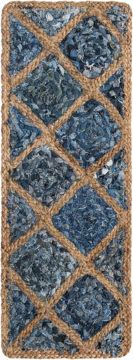 13 Pcs Blue 1' x 2' 6 Braided Jute Stair Treads