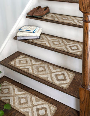 13 Pcs Natural 1' x 2' 6 Braided Jute Stair Treads