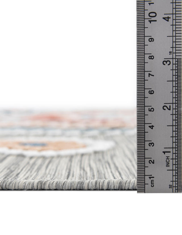 Gray 4' 5 x 4' 5 Outdoor Botanical Round Area Rug Weather Resistant for Patio, Deck, Terrace, Balcony, Porch Polypropylene Garden Floral Tropical Carpet for Sale at Rug Engine