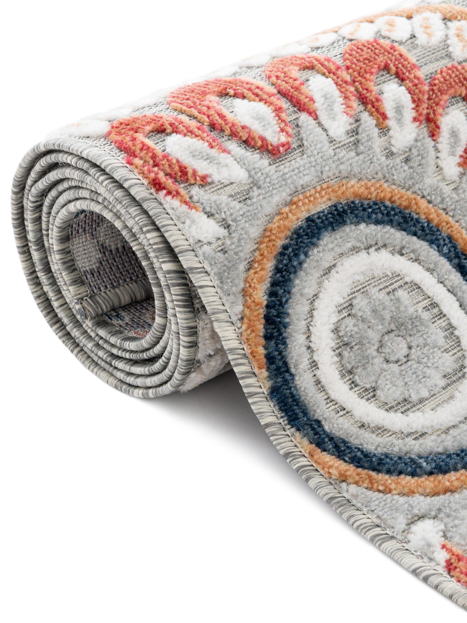 Gray 4' 5 x 4' 5 Outdoor Botanical Round Area Rug Weather Resistant for Patio, Deck, Terrace, Balcony, Porch Polypropylene Garden Floral Tropical Carpet for Sale at Rug Engine