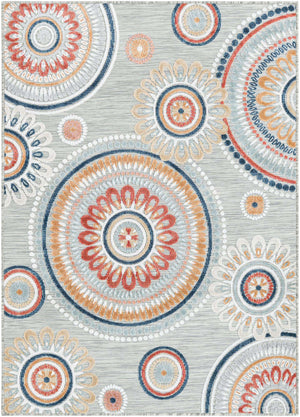Gray 4' 5 x 6' 1 Outdoor Botanical Rectangle Area Rug Weather Resistant for Patio, Deck, Terrace, Balcony, Porch Polypropylene Garden Floral Tropical Carpet for Sale at Rug Engine
