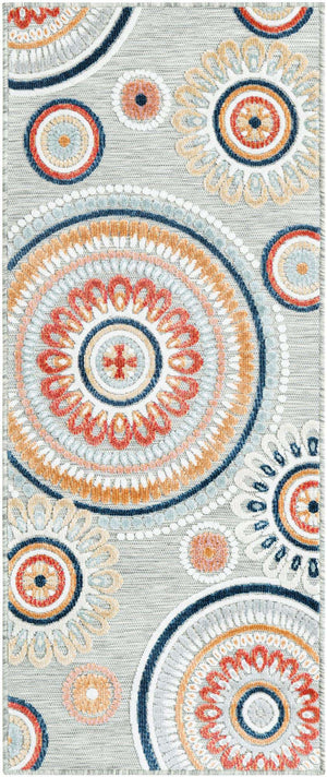 Gray 2' 2 x 5' 3 Outdoor Botanical Runner Area Rug Weather Resistant for Patio, Deck, Terrace, Balcony, Porch Polypropylene Garden Floral Tropical Carpet for Sale at Rug Engine