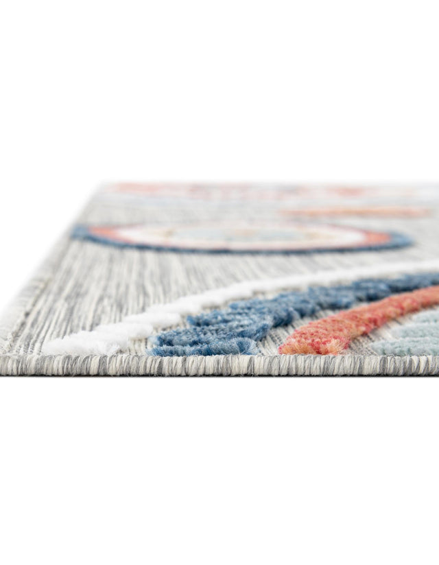 Gray 6' 4 x 9' Outdoor Botanical Rectangle Rug