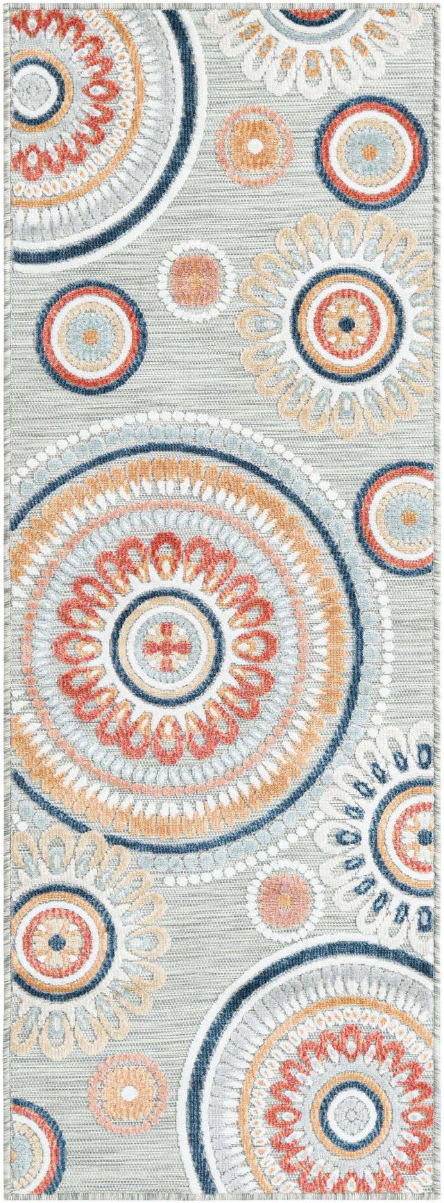 Gray 2' 2 x 6' 1 Outdoor Botanical Runner Area Rug Weather Resistant for Patio, Deck, Terrace, Balcony, Porch Polypropylene Garden Floral Tropical Carpet for Sale at Rug Engine
