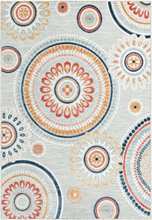 Gray 6' 4 x 9' Outdoor Botanical Rectangle Rug