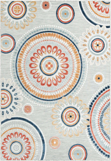 Gray 6' 4 x 9' Outdoor Botanical Rectangle Rug