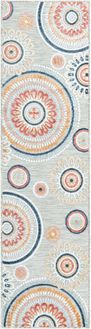 Gray 2' 2 x 8' Outdoor Botanical Runner Area Rug Weather Resistant for Patio, Deck, Terrace, Balcony, Porch Polypropylene Garden Floral Tropical Carpet for Sale at Rug Engine
