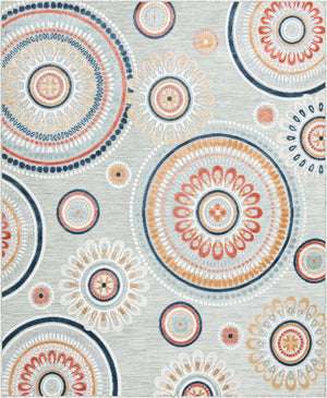 Gray 8' 2 x 10' Outdoor Botanical Rectangle Area Rug Weather Resistant for Patio, Deck, Terrace, Balcony, Porch Polypropylene Garden Floral Tropical Carpet for Sale at Rug Engine