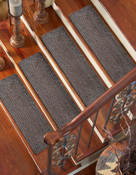 13 Pcs Gray 1' x 2' 6 Braided Jute Stair Treads