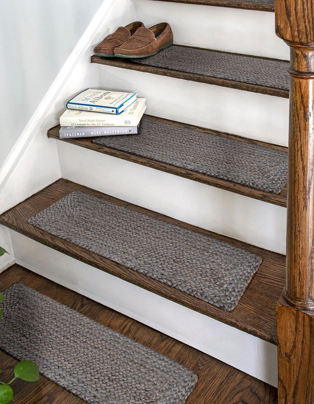 13 Pcs Gray 1' x 2' 6 Braided Jute Stair Treads