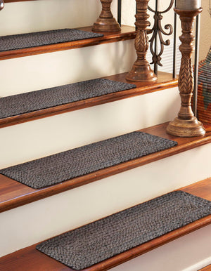 13 Pcs Gray 1' x 2' 6 Braided Jute Stair Treads