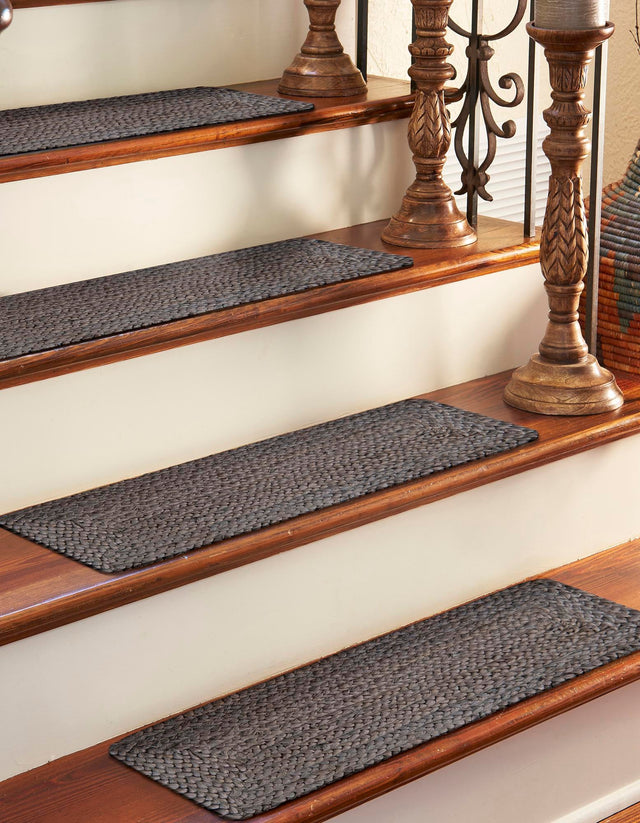 13 Pcs Gray 1' x 2' 6 Braided Jute Stair Treads