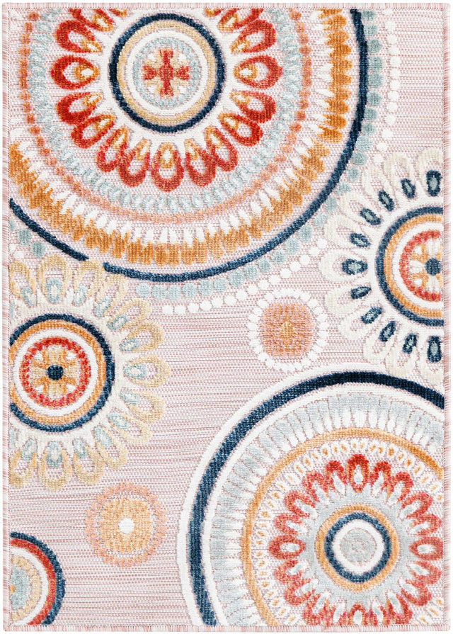 Pink 2' 2 x 3' 1 Outdoor Botanical Rectangle Area Rug Weather Resistant for Patio, Deck, Terrace, Balcony, Porch Polypropylene Garden Floral Tropical Carpet for Sale at Rug Engine