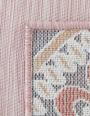 Pink 6' 4 x 9' Outdoor Botanical Rectangle Area Rug Weather Resistant for Patio, Deck, Terrace, Balcony, Porch Polypropylene Garden Floral Tropical Carpet for Sale at Rug Engine