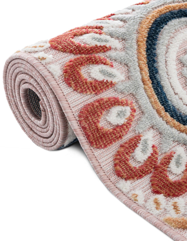 Pink 6' 4 x 9' Outdoor Botanical Rectangle Area Rug Weather Resistant for Patio, Deck, Terrace, Balcony, Porch Polypropylene Garden Floral Tropical Carpet for Sale at Rug Engine