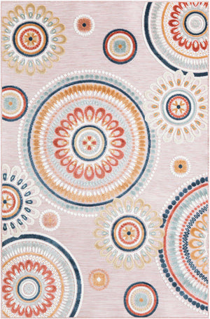 Pink 5' 2 x 8' Outdoor Botanical Rectangle Area Rug Weather Resistant for Patio, Deck, Terrace, Balcony, Porch Polypropylene Garden Floral Tropical Carpet for Sale at Rug Engine
