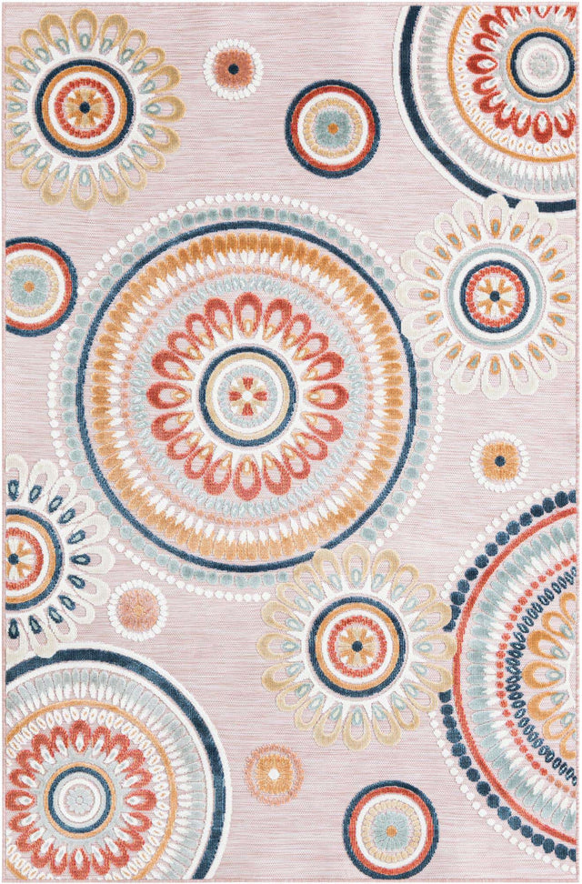 Pink 5' 2 x 8' Outdoor Botanical Rectangle Area Rug Weather Resistant for Patio, Deck, Terrace, Balcony, Porch Polypropylene Garden Floral Tropical Carpet for Sale at Rug Engine